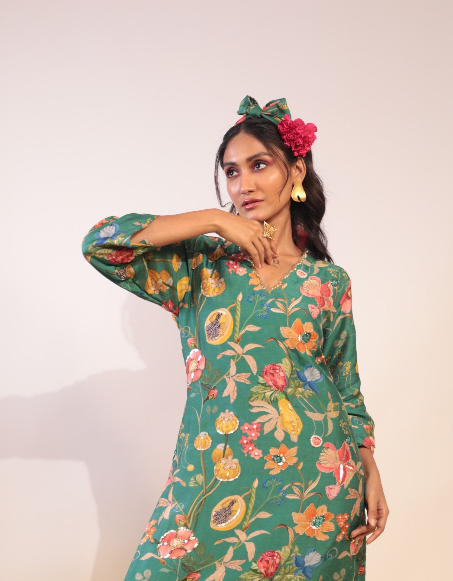 Green Floral Kurti