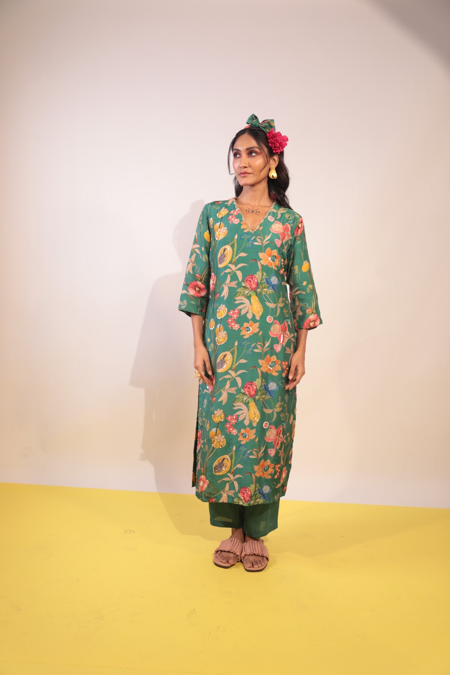 Green Floral Kurti