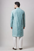 Load image into Gallery viewer, Blue Soy Silk Machine Embroidered Kurta Set
