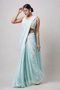 Load image into Gallery viewer, Sea Green Pre Drape Saree
