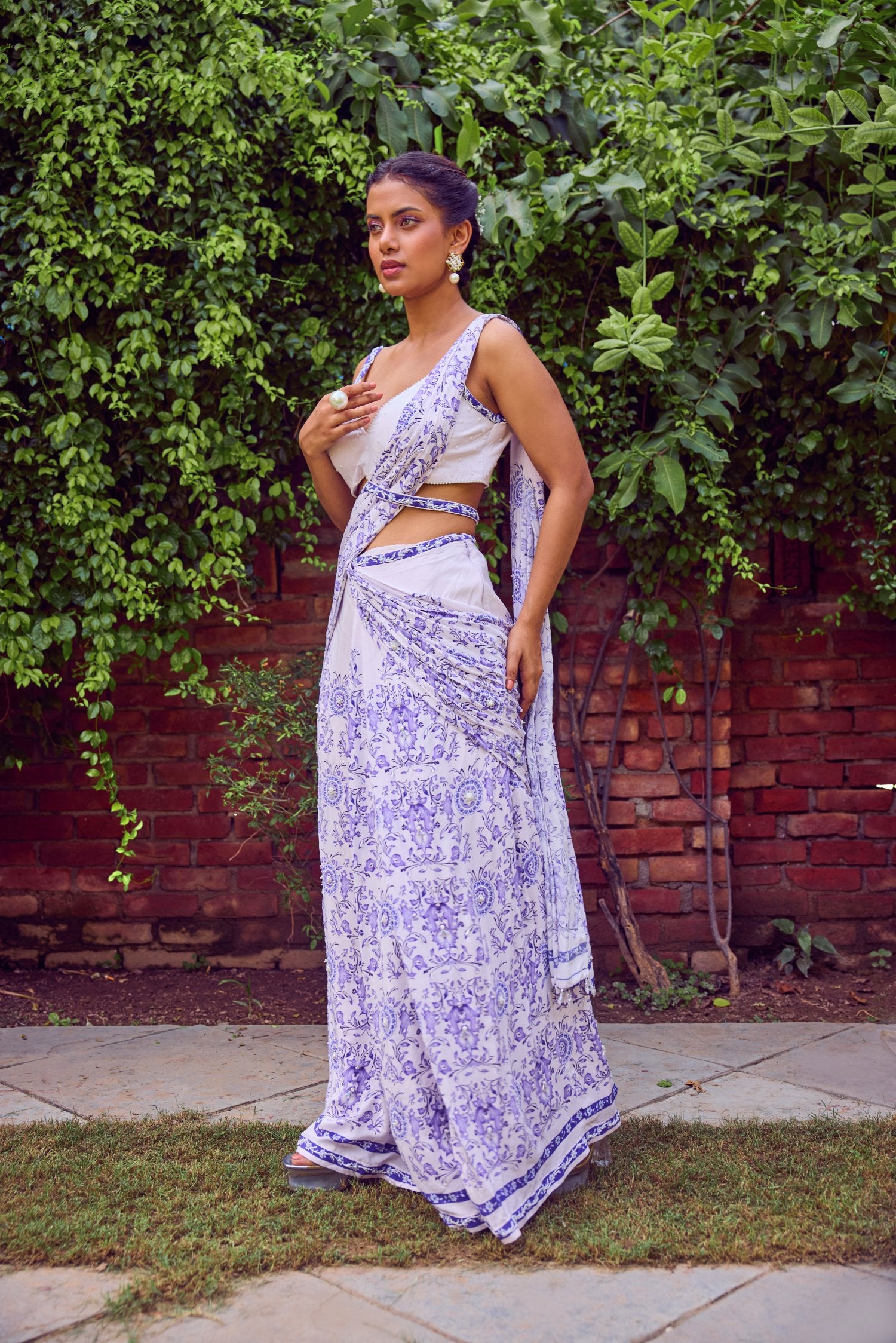 Periwinkle Petals Saree