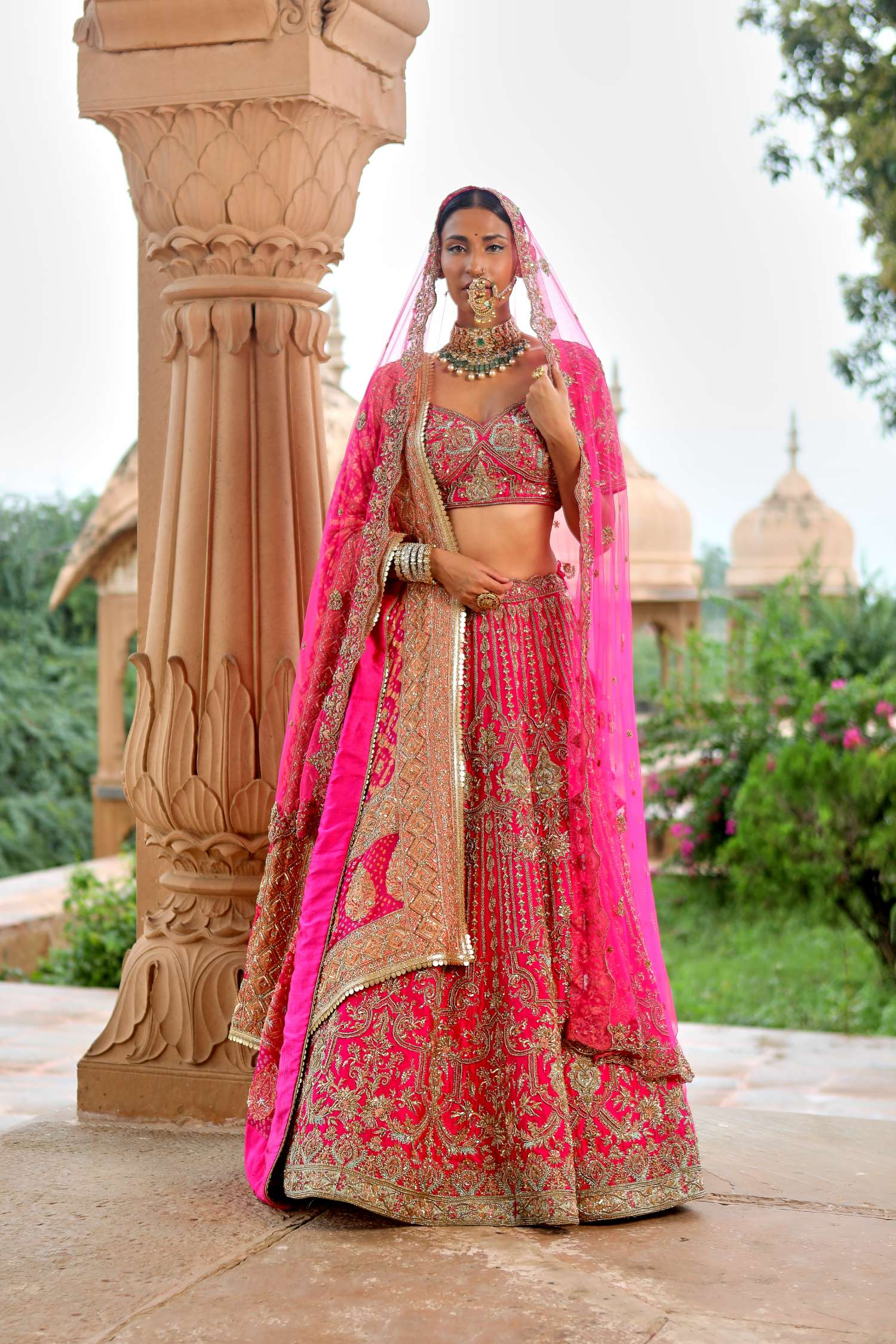 Hot Pink Bridal Lehenga Set