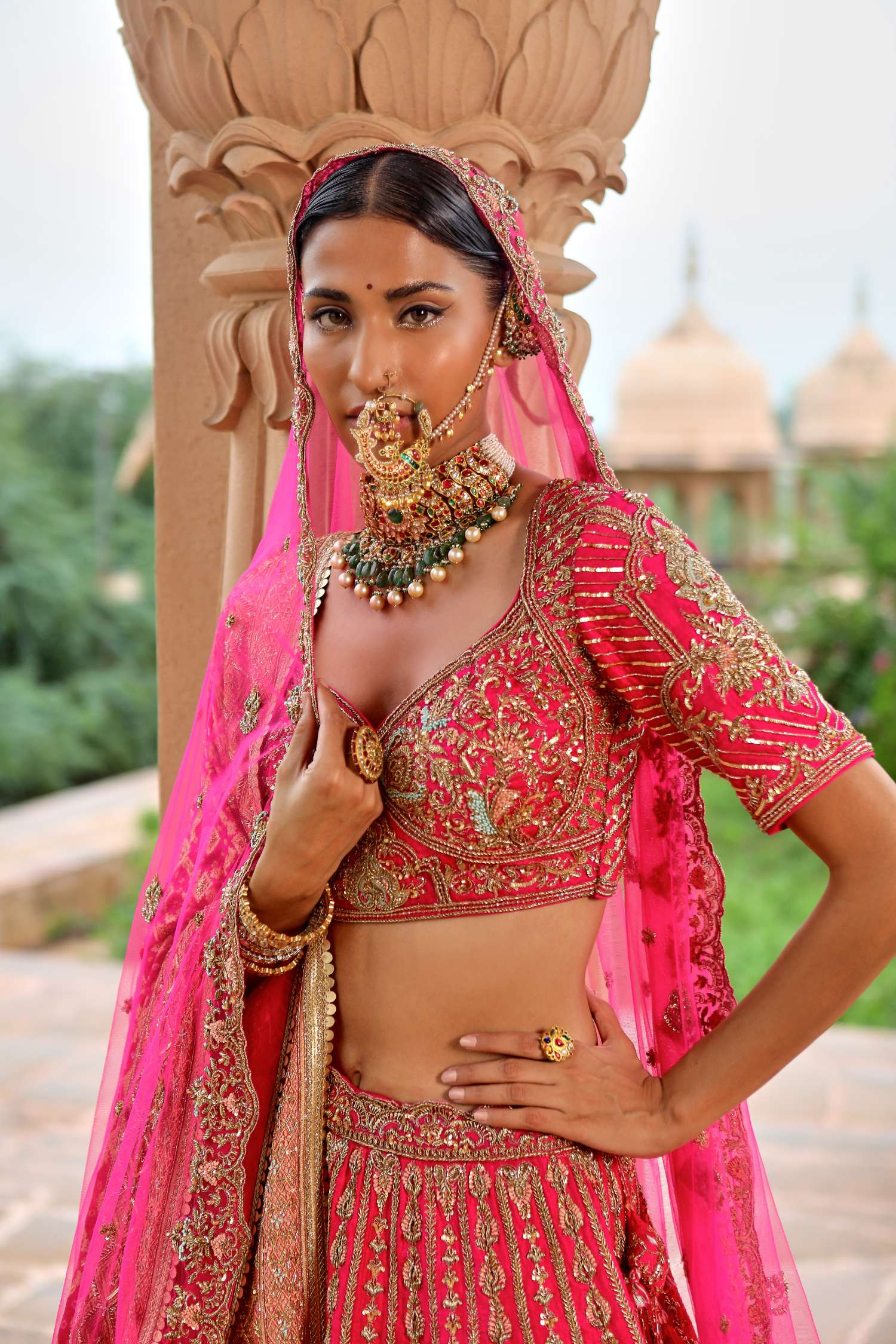 Hot Pink Bridal Lehenga Set