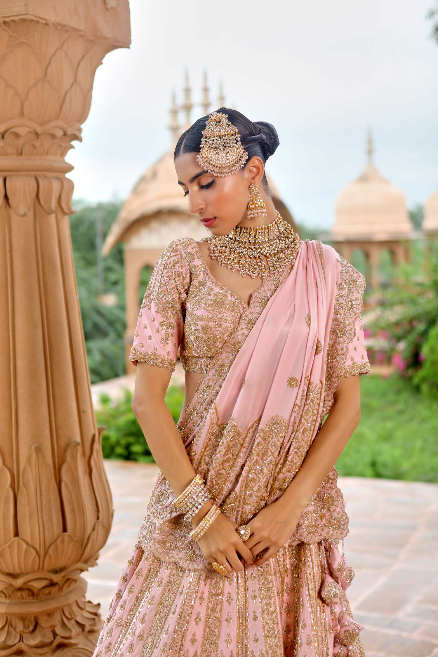Baby Pink Bridal Lehenga Set AGASHE