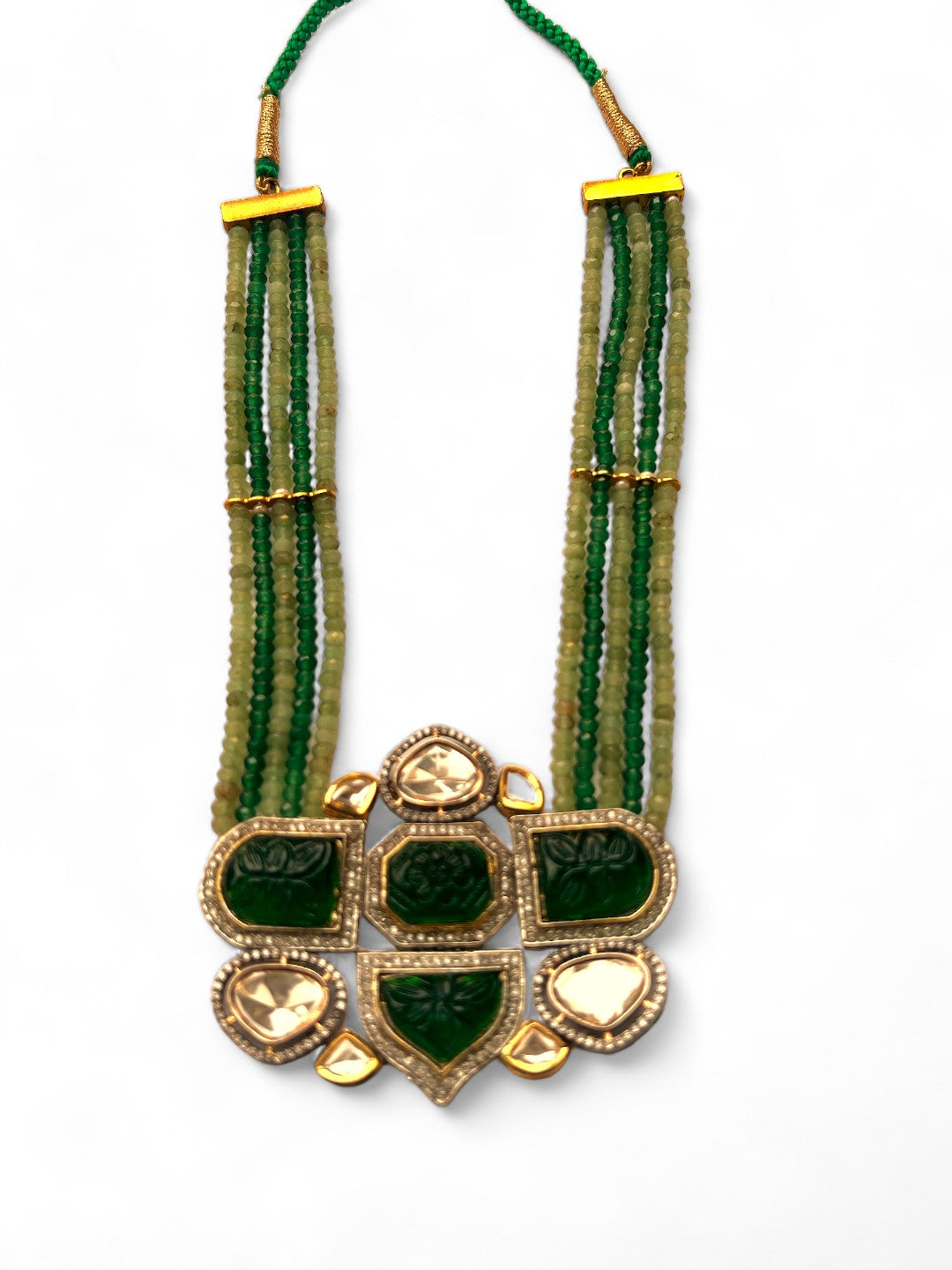 Le Ariadna Gold Plated Green Kundan Studded Necklace