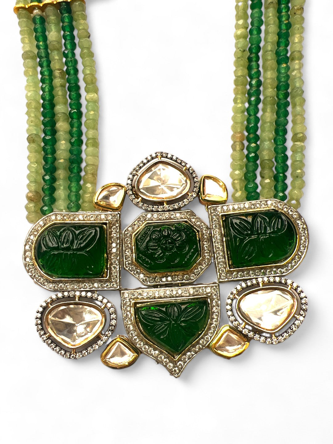 Le Ariadna Gold Plated Green Kundan Studded Necklace