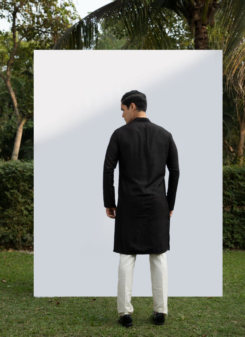 Black Pintuck Kurta Set