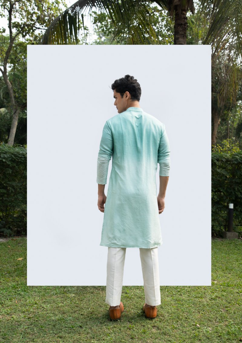 Aqua Shaded Abstract Kurta Set