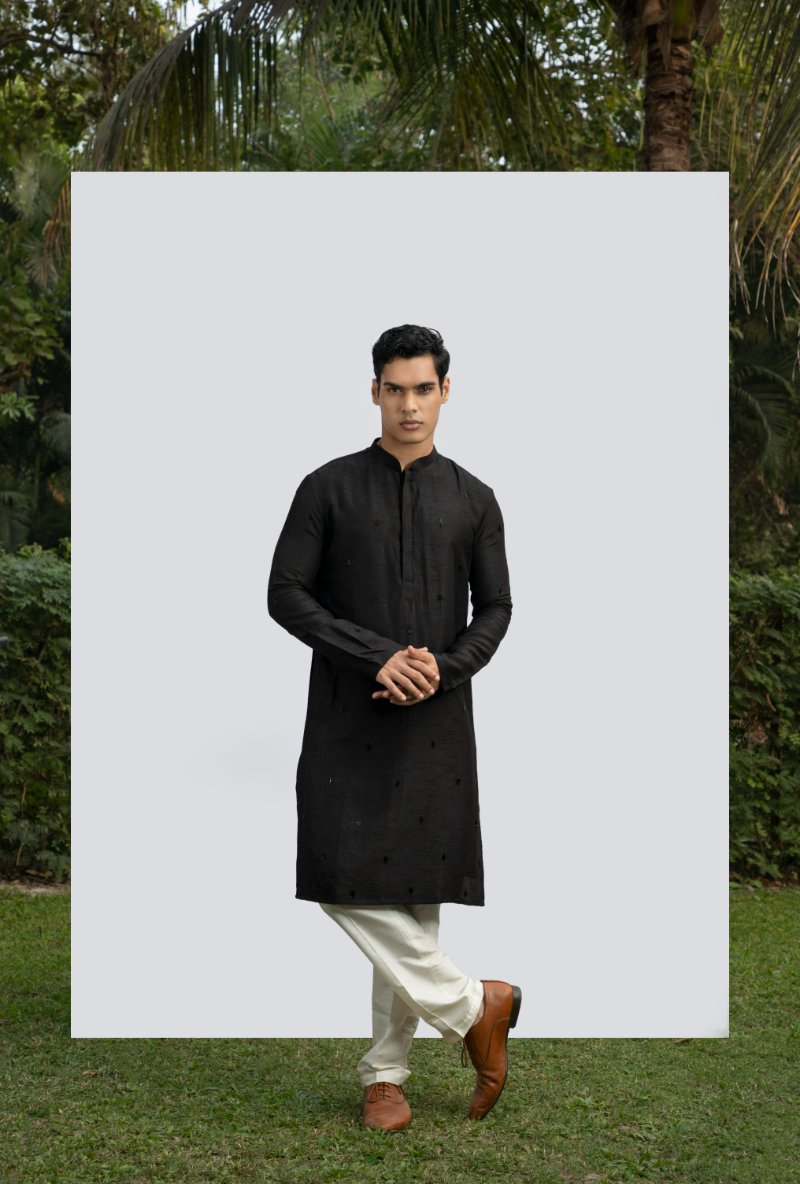 Black Embellished Kurta Set