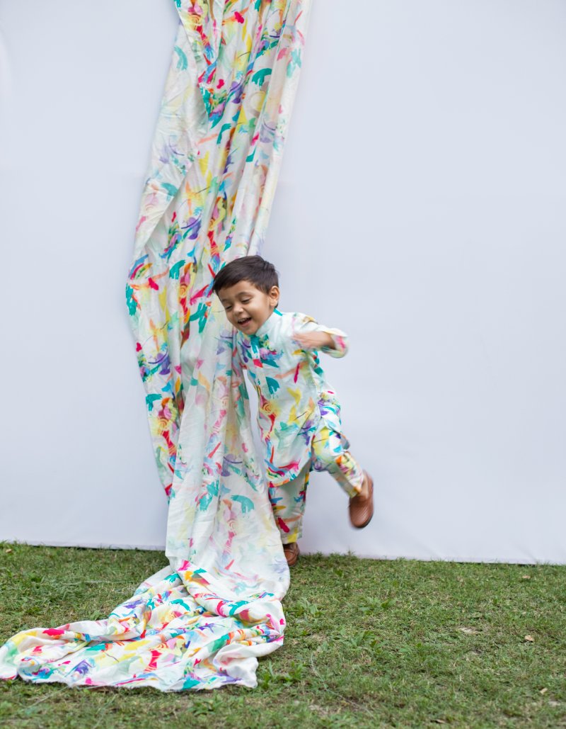 Kids Abstract Print Kurta Set