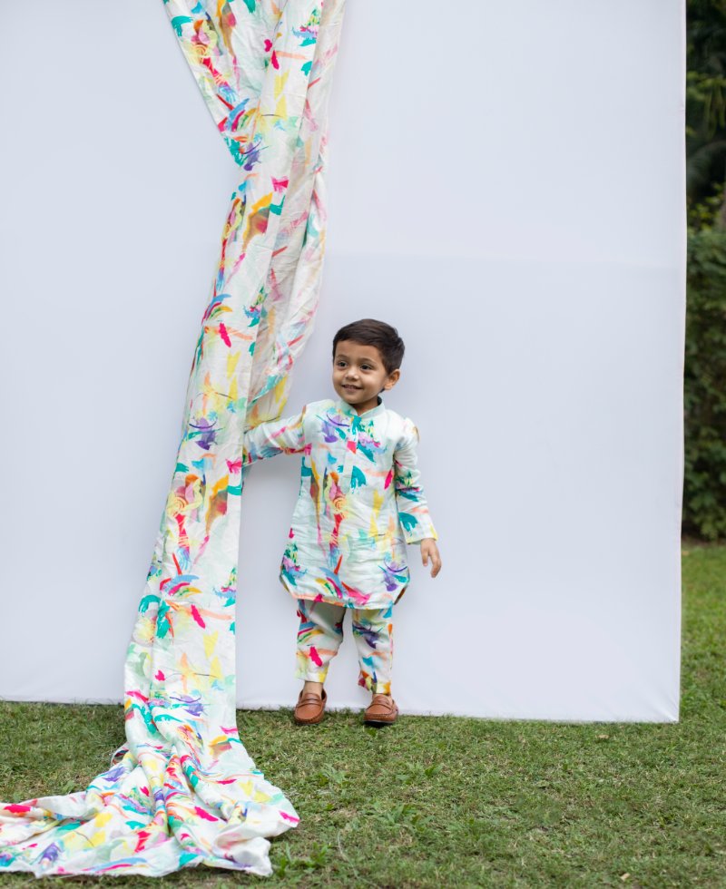 Kids Abstract Print Kurta Set